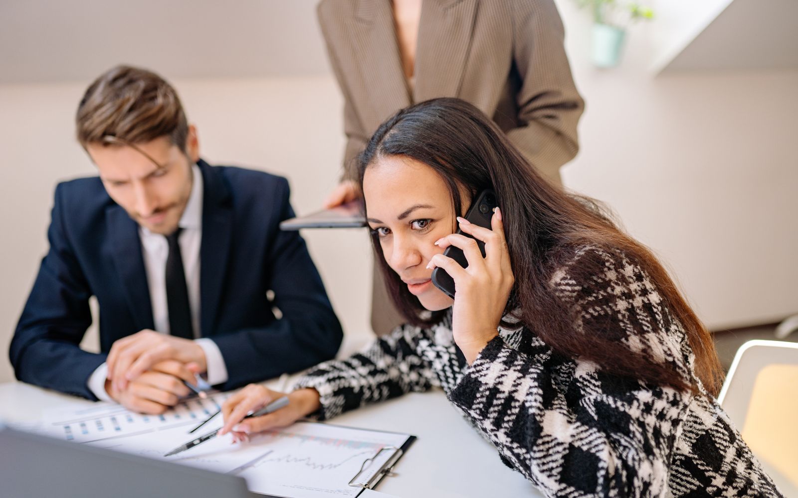 A sales rep preparing for a customer call